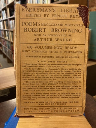 Item #209861 The Poems & Plays of Robert Browning 1833 - 1844. Everyman's Library No. 41 (Vol....