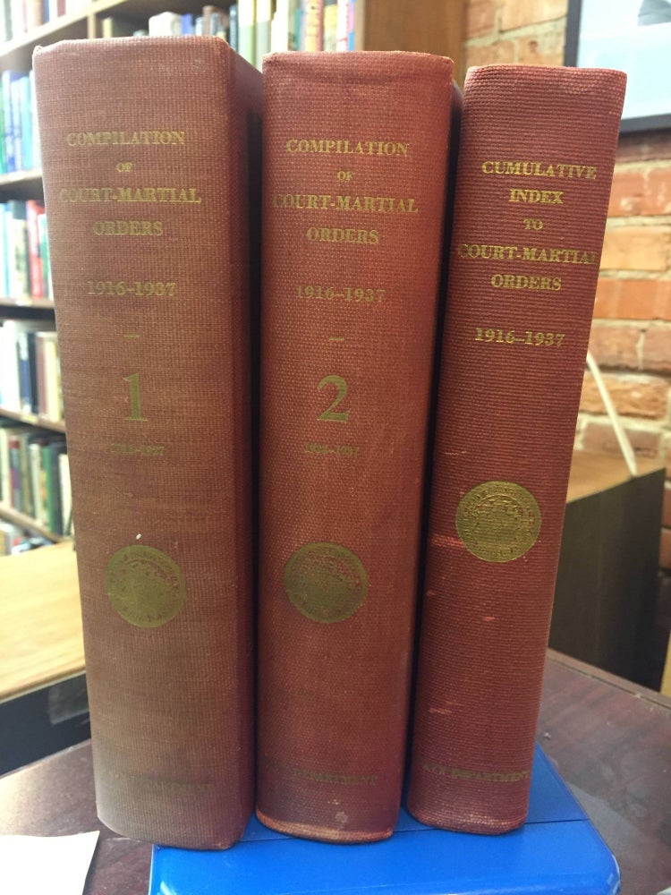 Compilation of Court-Martial Orders 1916-1937 (2 Volumes) with the extra Cumulative Index volume. Navy Department.